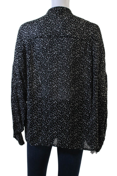 Bimba Y Lola Women Black High Neck Tie Long Sleeve Viscose Blouse Size M