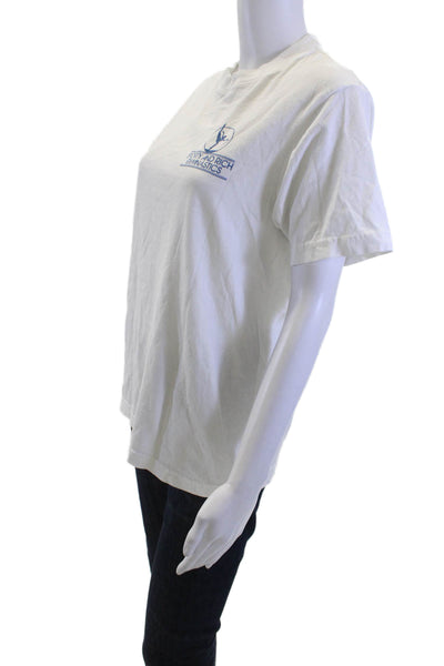 Sporty & Rich Women Basic White Graphic Tee Cotton Short Sleeve Size S