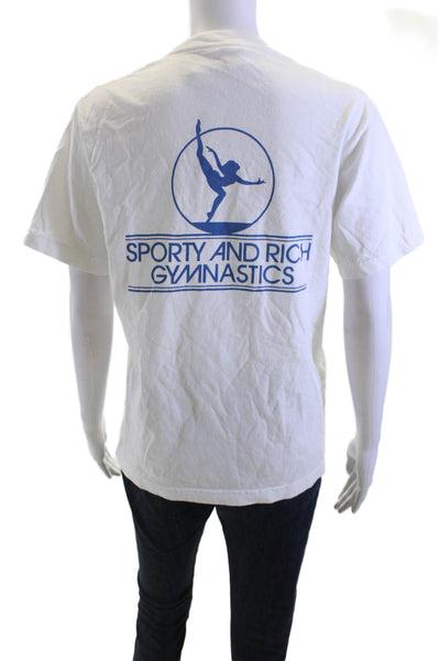 Sporty & Rich Women Basic White Graphic Tee Cotton Short Sleeve Size S