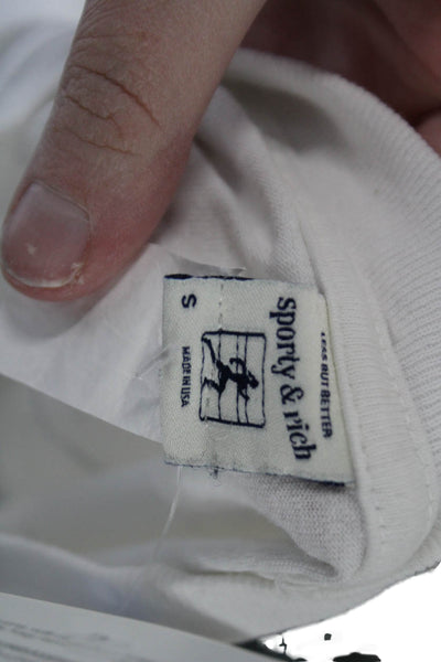 Sporty & Rich Women Basic White Graphic Tee Cotton Short Sleeve Size S