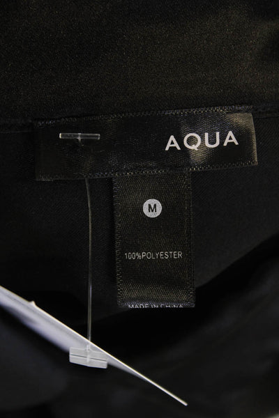 Aqua Women Mini Shirt Dress Black Collared Button Sleeveless Size M