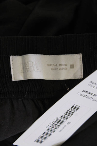 Zara Women Maxi Pants Black Polyester Size L