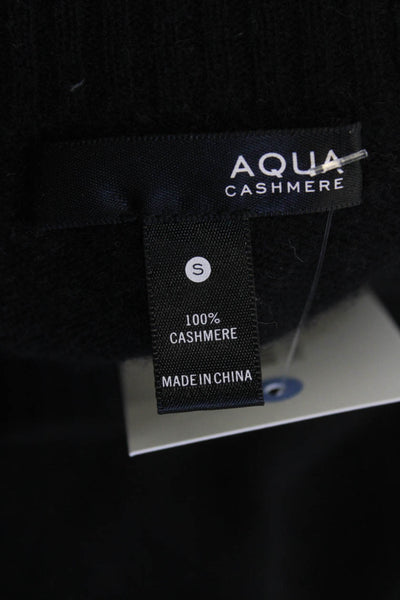 Aqua Cashmere Women 100% Cashmere Pullover Sweater Black Size S
