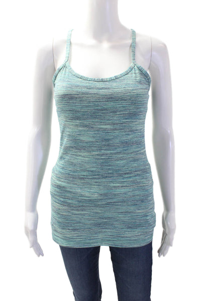 Lululemon Women Blue Striped Nylon Blend Round Neck Camisole Sleeveless Size S