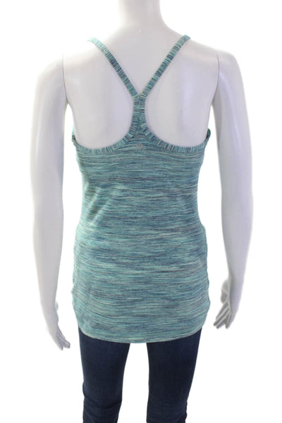 Lululemon Women Blue Striped Nylon Blend Round Neck Camisole Sleeveless Size S