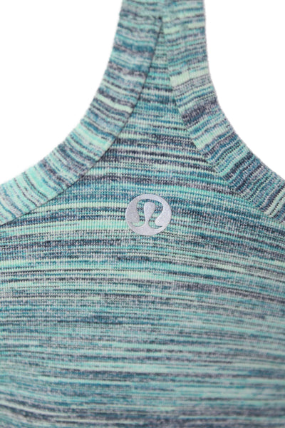 Lululemon Women Blue Striped Nylon Blend Round Neck Camisole Sleeveless Size S