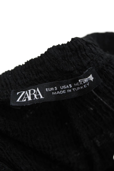 Zara Womens Sweatpants Black Drawstring Bohemian Solid Polyester Size S