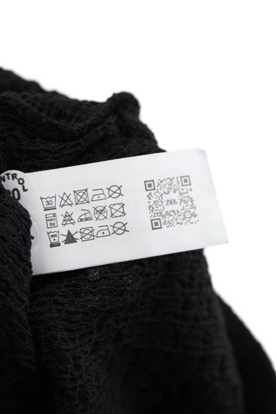 Zara Womens Sweatpants Black Drawstring Bohemian Solid Polyester Size S
