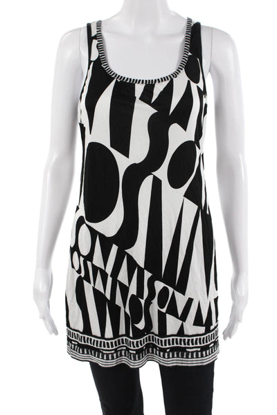 Missoni Women Black Graphic Rayon Viscose Tunic Tank Sleeveless Size 40