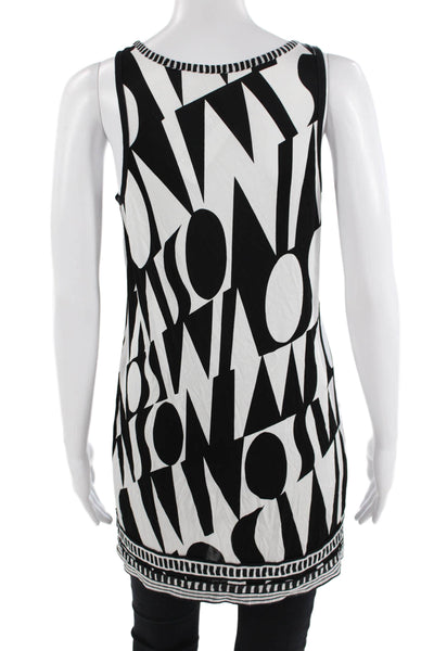 Missoni Women Black Graphic Rayon Viscose Tunic Tank Sleeveless Size 40