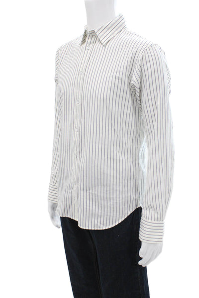 Rag & Bone Mens Striped Button Down Shirt White Navy Blue Cotton Size Small