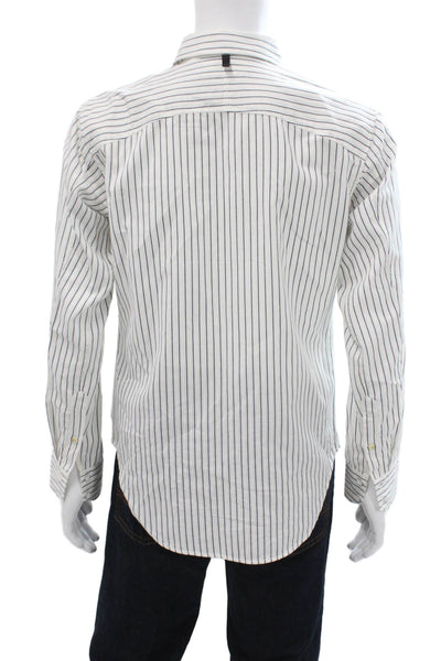 Rag & Bone Mens Striped Button Down Shirt White Navy Blue Cotton Size Small