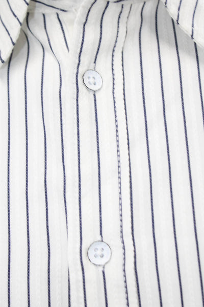 Rag & Bone Mens Striped Button Down Shirt White Navy Blue Cotton Size Small