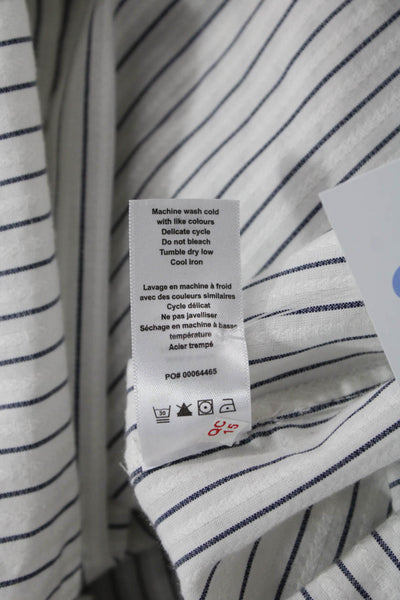 Rag & Bone Mens Striped Button Down Shirt White Navy Blue Cotton Size Small