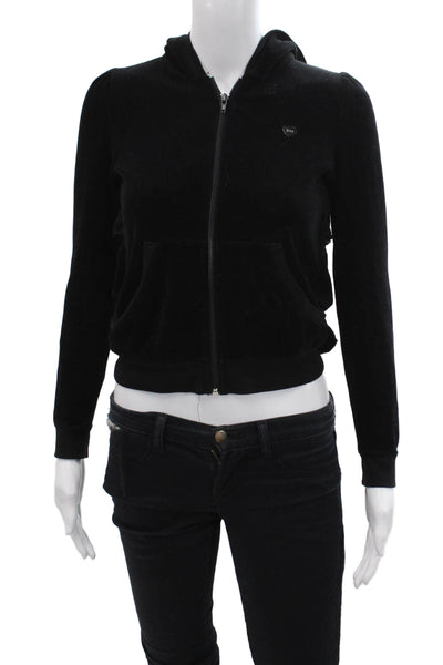 Juicy Couture Women Full-Zip Hoodie Black Size 10 Tall