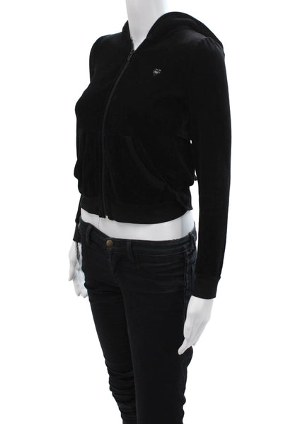 Juicy Couture Women Full-Zip Hoodie Black Size 10 Tall