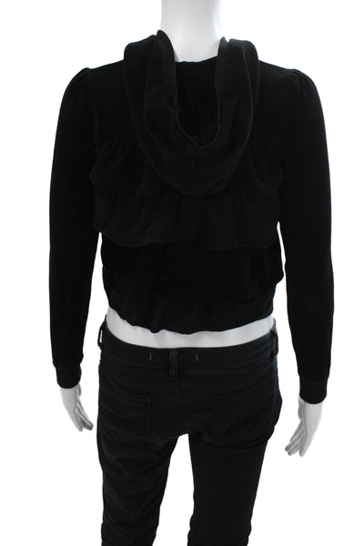 Juicy Couture Women Full-Zip Hoodie Black Size 10 Tall