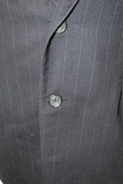 Monsieur Givenchy Men 2-Piece Dark Blue Wool Striped Suit Jacket Size 36