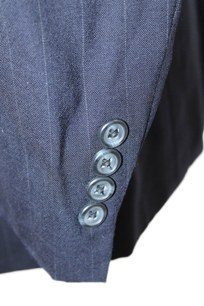 Monsieur Givenchy Men 2-Piece Dark Blue Wool Striped Suit Jacket Size 36