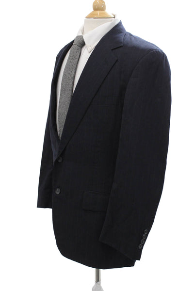Monsieur Givenchy Men 2-Piece Dark Blue Wool Striped Suit Jacket Size 36