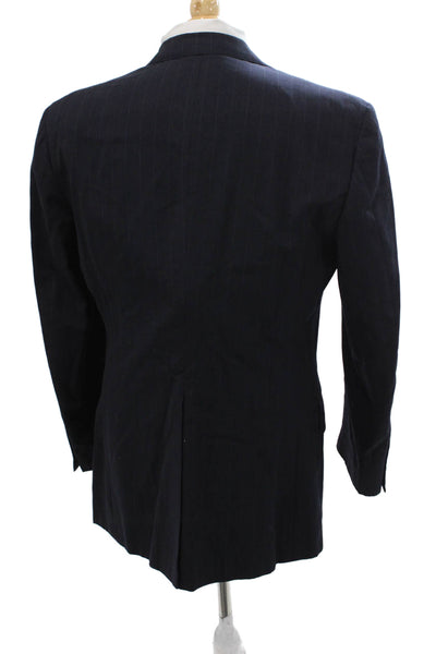 Monsieur Givenchy Men 2-Piece Dark Blue Wool Striped Suit Jacket Size 36