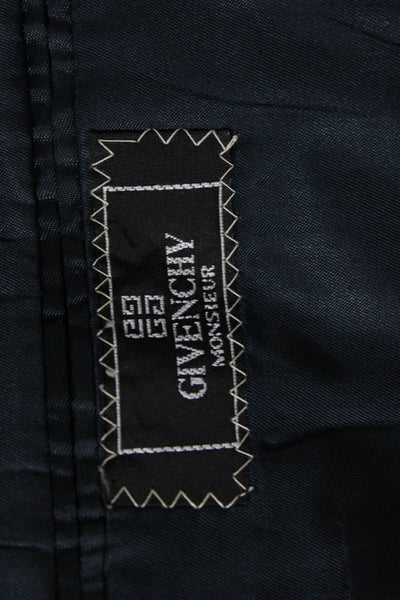 Monsieur Givenchy Men 2-Piece Dark Blue Wool Striped Suit Jacket Size 36