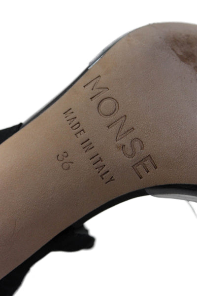 Monse Womens Stiletto PVC Knit Ankle Strap Sandals Black Clear Size 36
