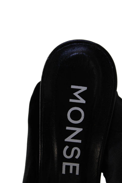 Monse Womens Stiletto PVC Knit Ankle Strap Sandals Black Clear Size 36