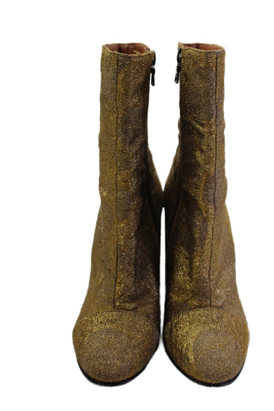 Dries Van Noten Womens Side Zip Block Heel Cap Toe Booties Brown Size 36