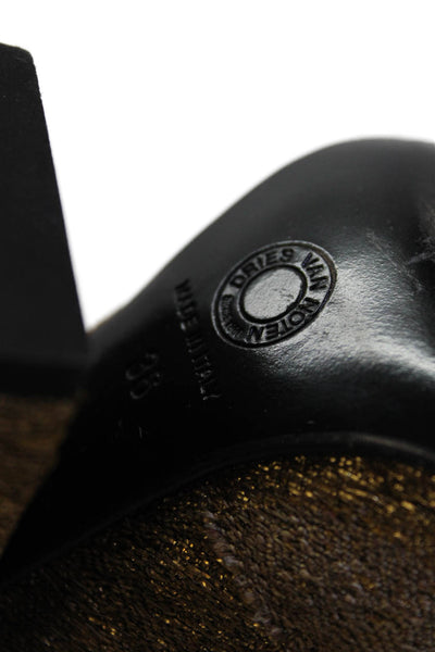 Dries Van Noten Womens Side Zip Block Heel Cap Toe Booties Brown Size 36