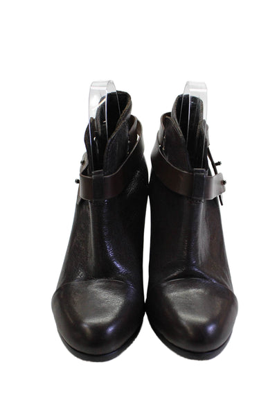 Rag & Bone Womens Block Heel Cap Toe Ankle Booties Brown Leather Size 38