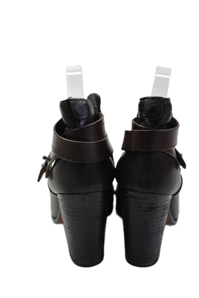 Rag & Bone Womens Block Heel Cap Toe Ankle Booties Brown Leather Size 38