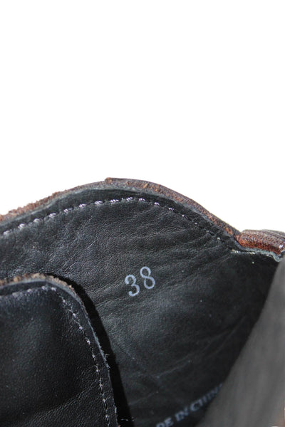 Rag & Bone Womens Block Heel Cap Toe Ankle Booties Brown Leather Size 38