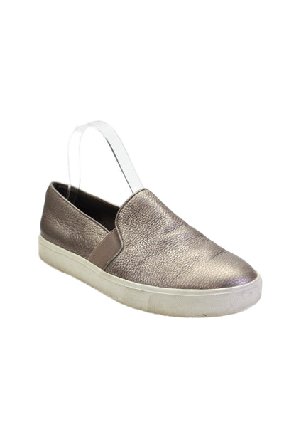 Vince Womens Slip On Metallic Leather Low Top Sneakers Brown Size 7