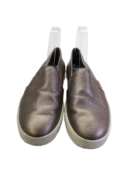 Vince Womens Slip On Metallic Leather Low Top Sneakers Brown Size 7