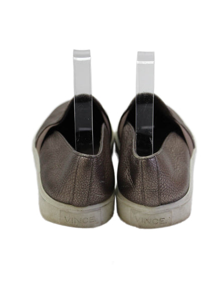 Vince Womens Slip On Metallic Leather Low Top Sneakers Brown Size 7