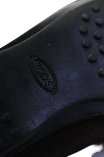 Tods Mens Suede Embellished Slip On Loafer Shoes Dark Brown Size 8