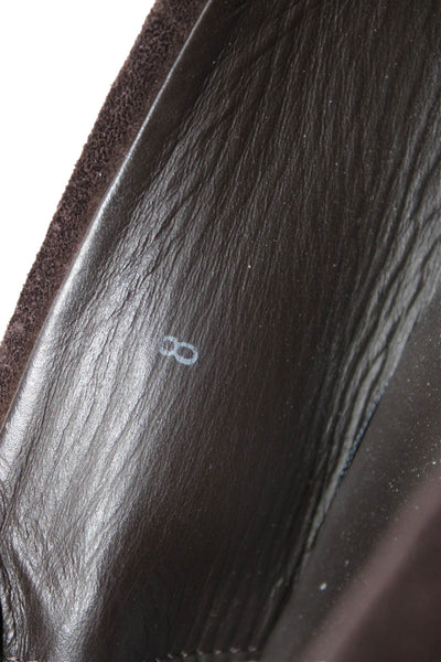 Tods Mens Suede Embellished Slip On Loafer Shoes Dark Brown Size 8