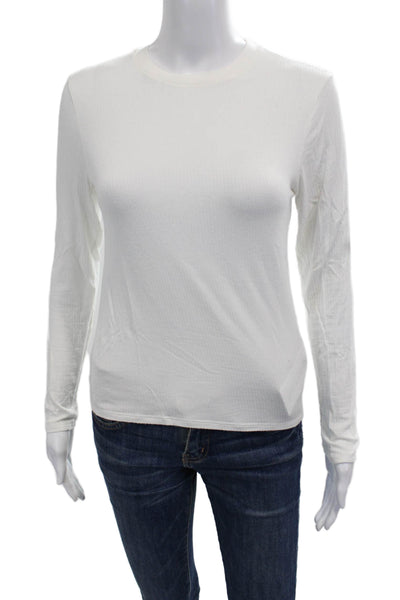 Kirna Zabete, Women Basic White Long Sleeve T-Shirt Crew Neck Size S