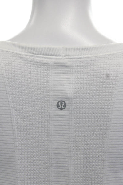Lululemon Womens Striped Long Sleeves Tee Shirt White Grey Size 6