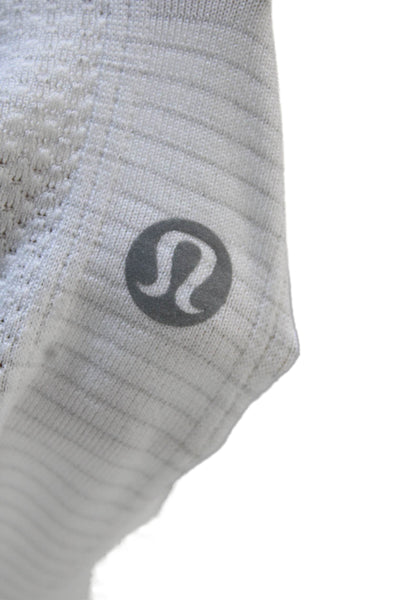 Lululemon Womens Striped Long Sleeves Tee Shirt White Grey Size 6