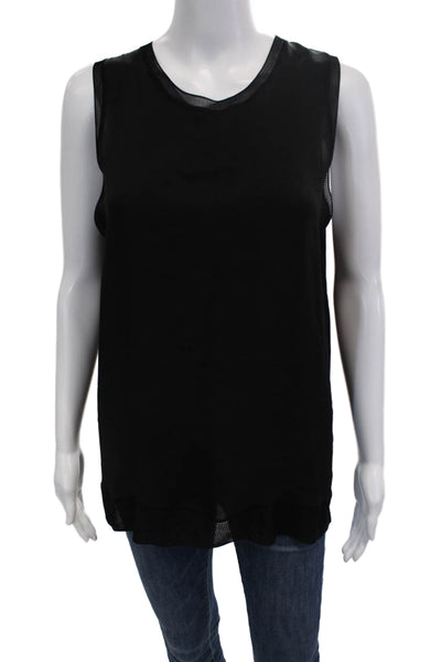 Theory Women Basic Silk Black Sleeveless Crew Neck Tank Size M