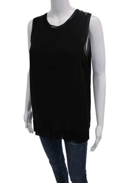 Theory Women Basic Silk Black Sleeveless Crew Neck Tank Size M