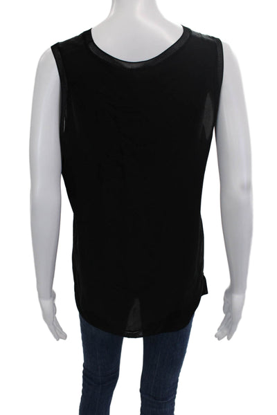 Theory Women Basic Silk Black Sleeveless Crew Neck Tank Size M