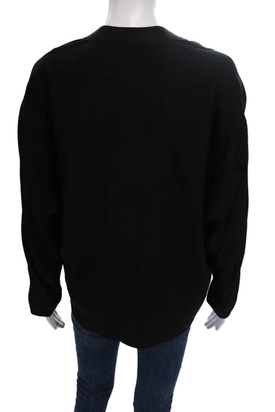 Sandro Womens Black Silk V-Neck Long Sleeve Blouse Size 3
