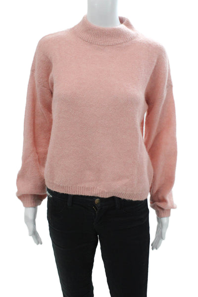 Banana Republic Women Pink Wool Alpaca Pullover Sweater Mock Neck Size XS