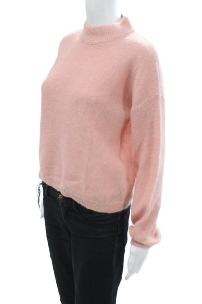 Banana Republic Women Pink Wool Alpaca Pullover Sweater Mock Neck Size XS