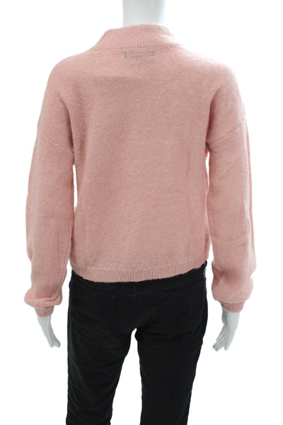 Banana Republic Women Pink Wool Alpaca Pullover Sweater Mock Neck Size XS