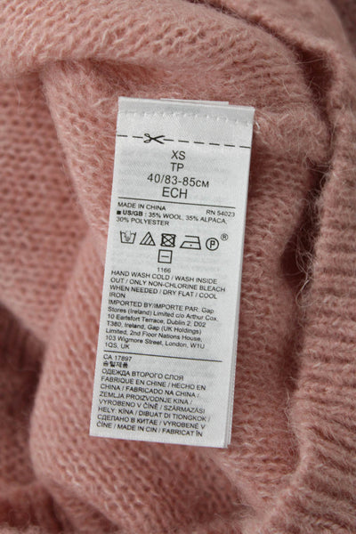 Banana Republic Women Pink Wool Alpaca Pullover Sweater Mock Neck Size XS