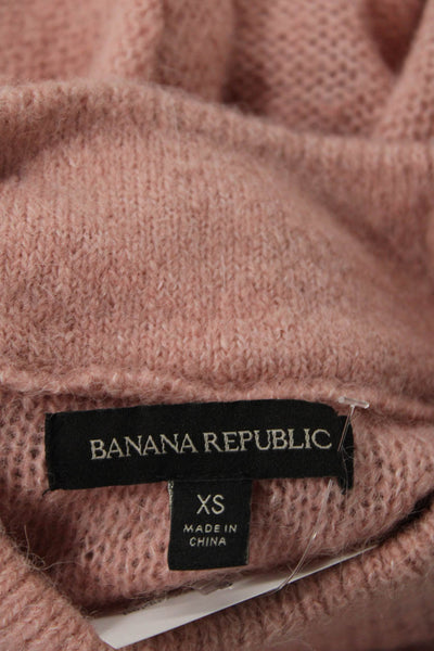 Banana Republic Women Pink Wool Alpaca Pullover Sweater Mock Neck Size XS